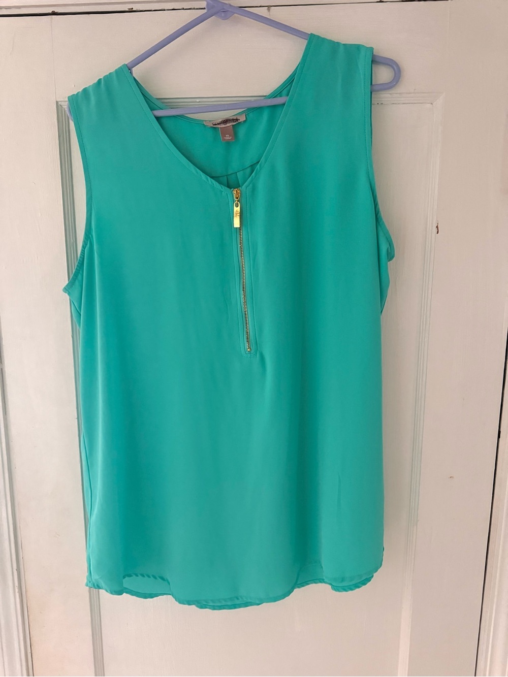 Roz & Ali Teal Sleeveless Zip-Front Camisole